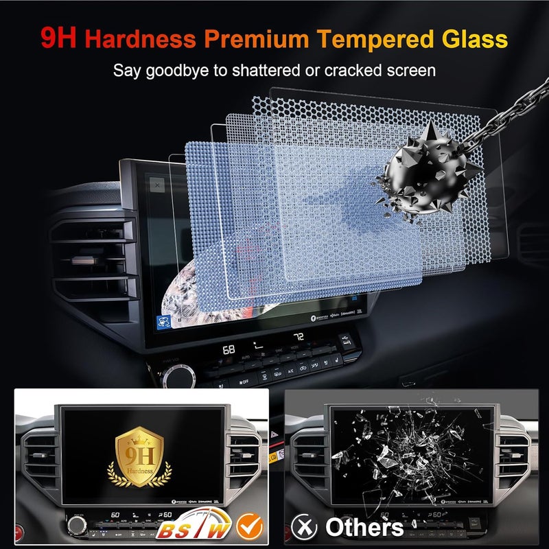 BSTW Tundra Screen Protector 2024 Matte for 2022-2026 Tundra/Sequoia 3rd Gen 14 inch Touchscreen for 2024 Toyota Tundra Accessories 9H Anti-Fingerprint & Glare Tempered Glass Film - Image 4